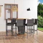 Vidaxl ensemble de bar de jardin 9 pièces et coussins résine tressée gris