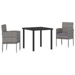 vidaXL Ensemble de salle à manger pour jardin 3 Pièces Gris polyrotin