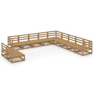 vidaXL Salon de jardin 11 Pièces marron miel bois de pin massif
