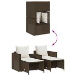 vidaXL Salon de jardin 5 Pièces avec coussins empilable marron polyrotin