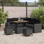 vidaXL Ensemble de canapé de jardin 8 Pièces Noir polyrotin