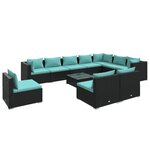 vidaXL Salon de jardin 11 Pièces avec coussins Résine tressée Noir