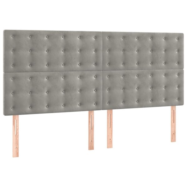 vidaXL Têtes de lit 4 Pièces Gris clair 80x5x78/88 cm Velours