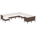 vidaXL Salon de jardin 11 Pièces avec coussins Résine tressée Marron