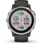 Garmin fenix 6S - Montre GPS multisports haut de gamme - Silver avec bracelet noir