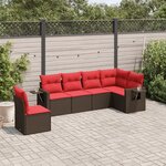 vidaXL Salon de jardin 6 Pièces avec coussins marron résine tressée