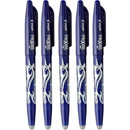 Lot de 5 stylos frixion ball pointe moyenne 0.7mm bleu pilot - La