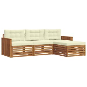 vidaXL Ensemble de canapés d'extérieur avec coussin Naturel et Crème