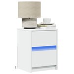 vidaXL Armoires de chevet et lumières LED 2Pièces blanc bois d'ingénierie