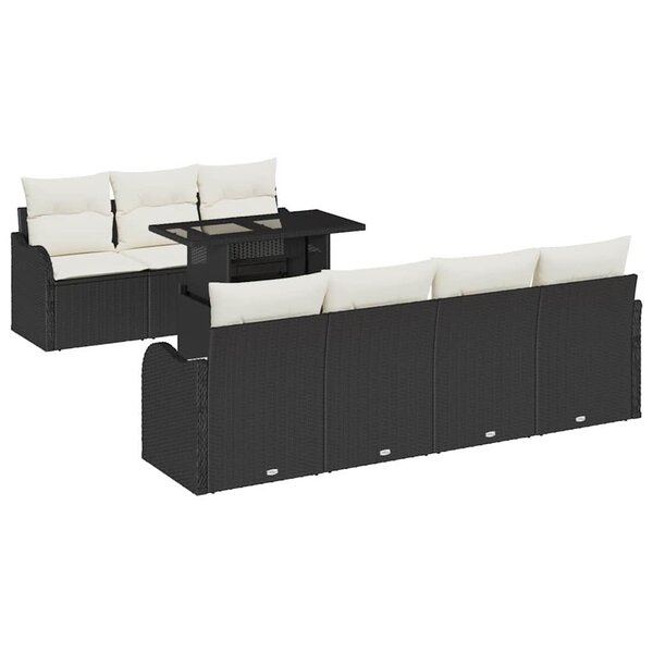vidaXL Ensemble de canapé de jardin Manuel 8 Pièces Noir 100 x 55 x 73 cm