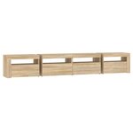 vidaXL Meuble TV avec lumières LED Chêne sonoma 240x35x40 cm