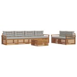 vidaXL Ensemble de canapés d'extérieur 7 Pièces Gris Naturel et Clair
