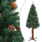 vidaXL Sapin de Noël mince pré-éclairé et boules vert 150 cm PVC