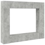 vidaXL Ensemble de meubles TV 8 Pièces Gris béton Bois d'ingénierie