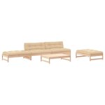 vidaXL Salon de jardin 5 Pièces avec coussins bois massif