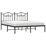 vidaXL Cadre de lit métal sans matelas avec tête de lit noir 183x213cm