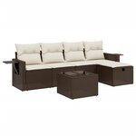 vidaXL Salon de jardin avec coussins 6 Pièces marron résine tressée