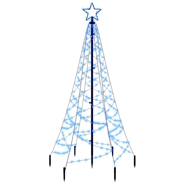 vidaXL Sapin de Noël avec piquet Bleu 200 LED 180 cm