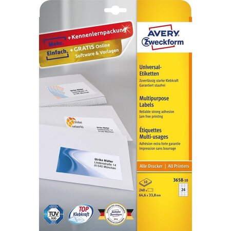 Étiquettes multi-usages  64 6 x 33 8 mm avery zweckform