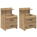 vidaXL Tables de chevet 2 pièces avec 2 tiroirs Chêne artisanal 40 x 36 5 x 62 cm
