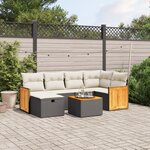 vidaXL Salon de jardin 7 Pièces avec coussins noir résine tressée