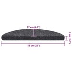 vidaXL Tapis d'escalier autocollants 20 pièces 56 x 17 x 3 cm Gris foncé Demi-rond