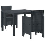 vidaXL Ensemble de salle à manger pour jardin 3 pc Anthracite