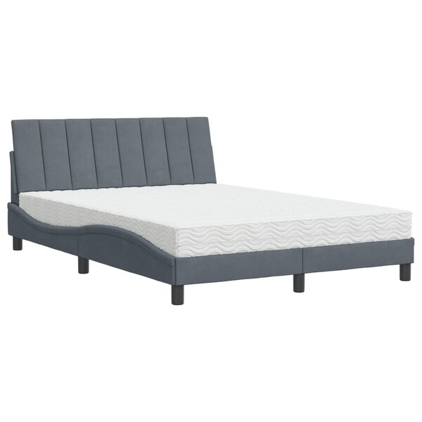 vidaXL Lit avec matelas gris foncé 140x190 cm velours