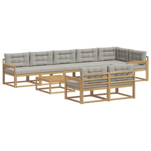 vidaXL Ensemble de canapés d'extérieur 9 Pièces Blanc et gris clair