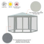 Tonnelle barnum tente de réception hexagonale 10 m² style cosy métal polyester imperméabilisé surface env. 10 m² crème