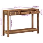 vidaXL Table Console 107x33x76 cm Bois Massif Récupéré