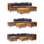 vidaXL Canapé d'angle sectionnel 1 pc et coussins Bois d'acacia massif