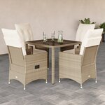 vidaXL Ensemble à manger de jardin avec coussins 5Pièces Beige poly rotin
