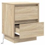vidaXL Armoires de chevet avec lumières LED 2 Pièces chêne Sonoma 39x34 5x50 cm