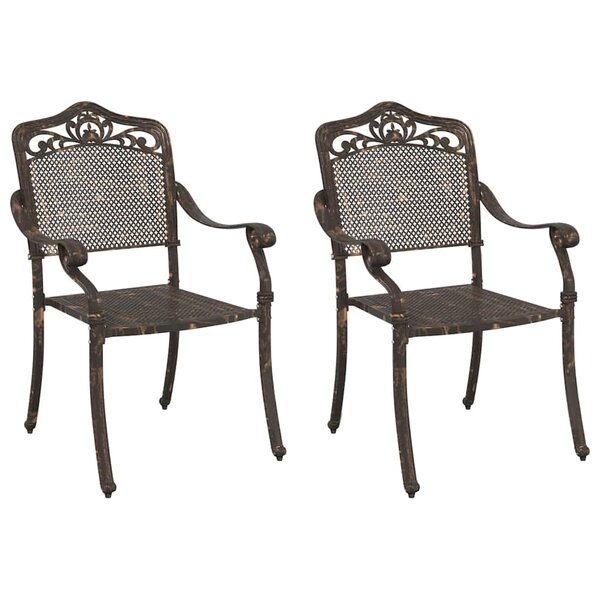 vidaXL Chaise de jardin 2 Pièces Bronze 55 x 56 5 x 91cm Aluminium