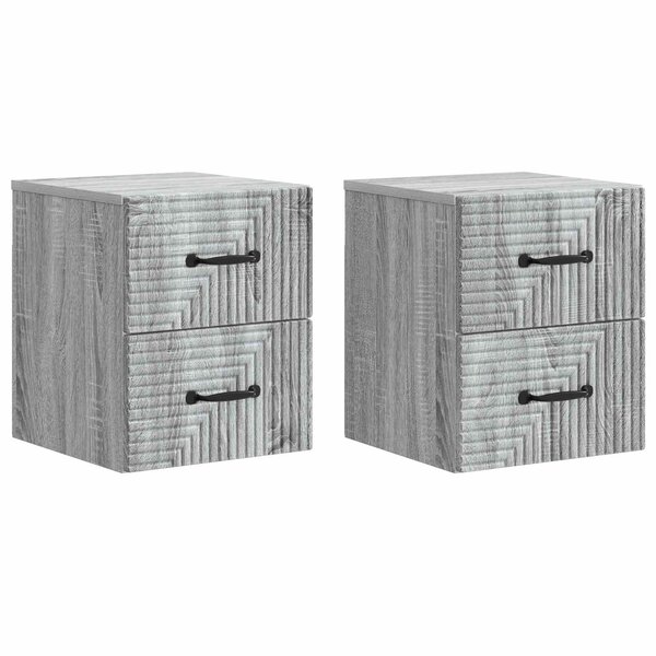 vidaXL Cabinet de chevet mural 2 Pièces Sonoma gris 34 5 x 33 x 40 cm