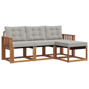 vidaXL Ensemble de canapés d'extérieur 4 pc Gris Naturel et Clair