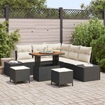 vidaXL Ensemble de canapé de jardin 8 Pièces Noir Poly rotin