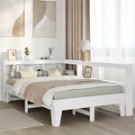 vidaXL Lit bibliothèque sans matelas blanc 120x200 cm bois pin massif