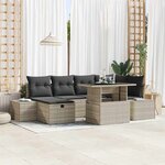 vidaXL Ensemble de canapé de jardin 7 Pièces Gris clair Poly rotin