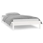 vidaXL Cadre de lit à LED sans matelas blanc 75x190 cm bois massif