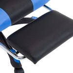 Chaise fauteuil siège pivotante de bureau informatique étude de jeux vidéo avec repose-pied et similicuir bleu 02_0024217