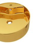 vidaXL Lavabo avec trop-plein 46 5 x 15 5 cm Céramique Doré