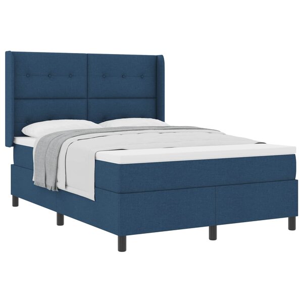 vidaXL Lit à ressorts avec matelas Bleu 190 x 140 cm tissu