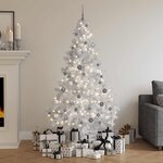 vidaXL Demi-arbre de Noël artificiel pré-éclairé et boules blanc 180cm
