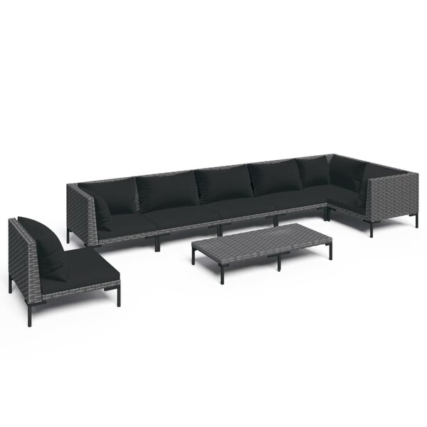 vidaXL Salon de jardin 8 Pièces avec coussins Résine tressée Gris foncé