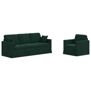 vidaXL Canapé 2 Pièces Vert foncé 198 x 78 x 80 cm Velours