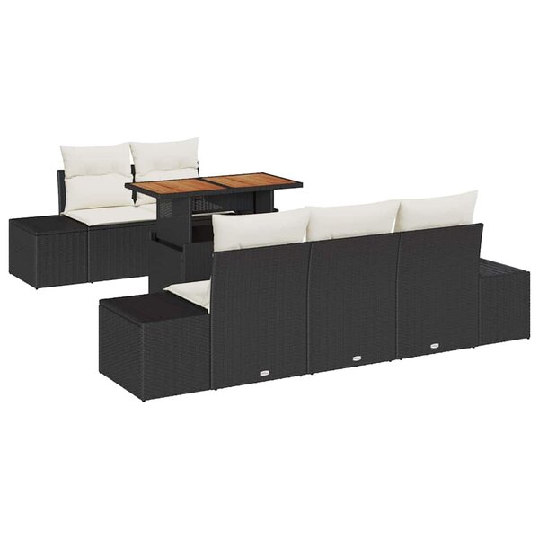 vidaXL Ensemble de salle à manger pour jardin 6 Pièces Noir et Crème