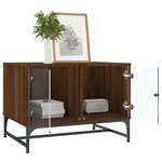 vidaXL Table basse avec portes en verre chêne marron 68 5x50x50 cm
