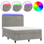 vidaXL Sommier à lattes de lit matelas et LED Gris clair 140x190 cm